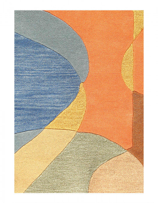 Ishayu Hand Knotted Wool Area Rug in Blue