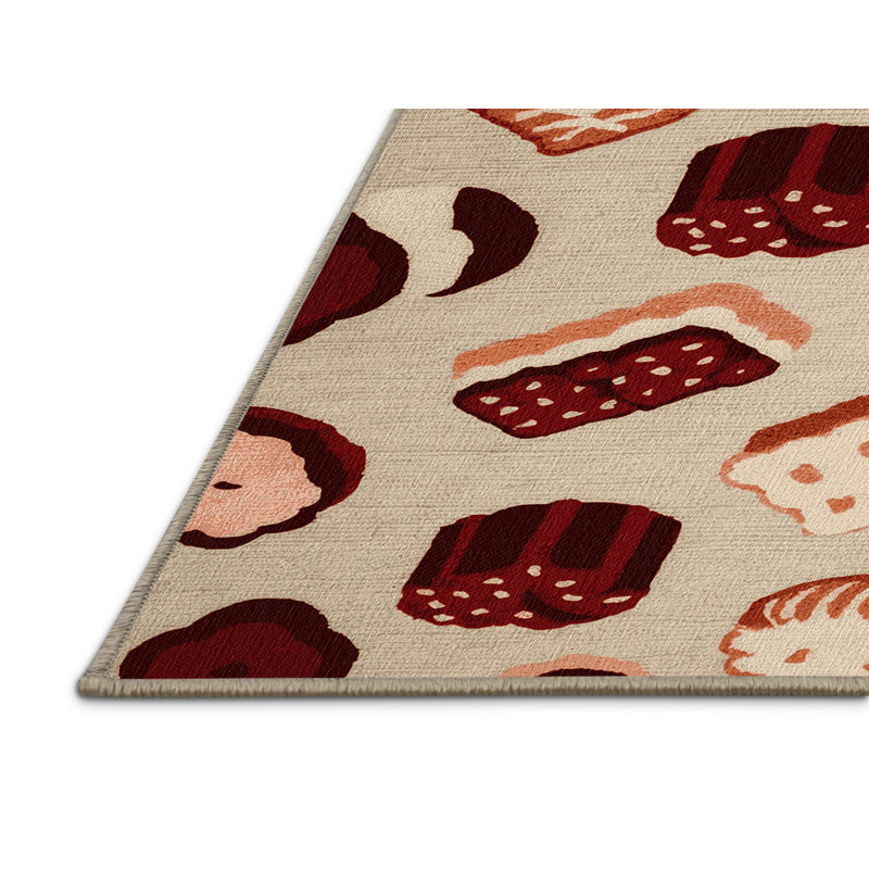  Tapis lavable en pâte de haricots rouges, Rectangle 6 pi x 9 pi