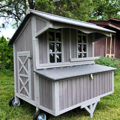 Chicken Coop With Wheels Mobile Chicken House Outdoor Hen Coop With Large Nesting Box, Movable
