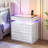 19.7'' W Nightstand With 3D Mirror Abyss & Rgb Lighting, 2-Drawer Bedside Table With Hidden Storage And Human Sensor Light-1526823910