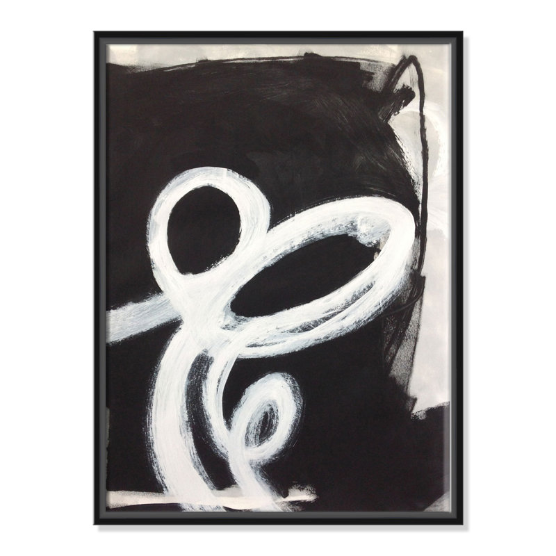 White Swirly Swirls 2, 24" H x 18" W x 2" D, Black Framed Canvas