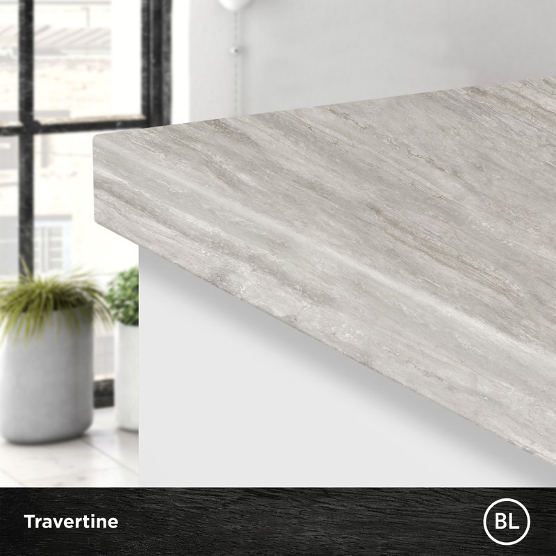 Plan de travail en travertin stratifié pleine épaisseur, H 1,125 po x l 25 po x P 73 po