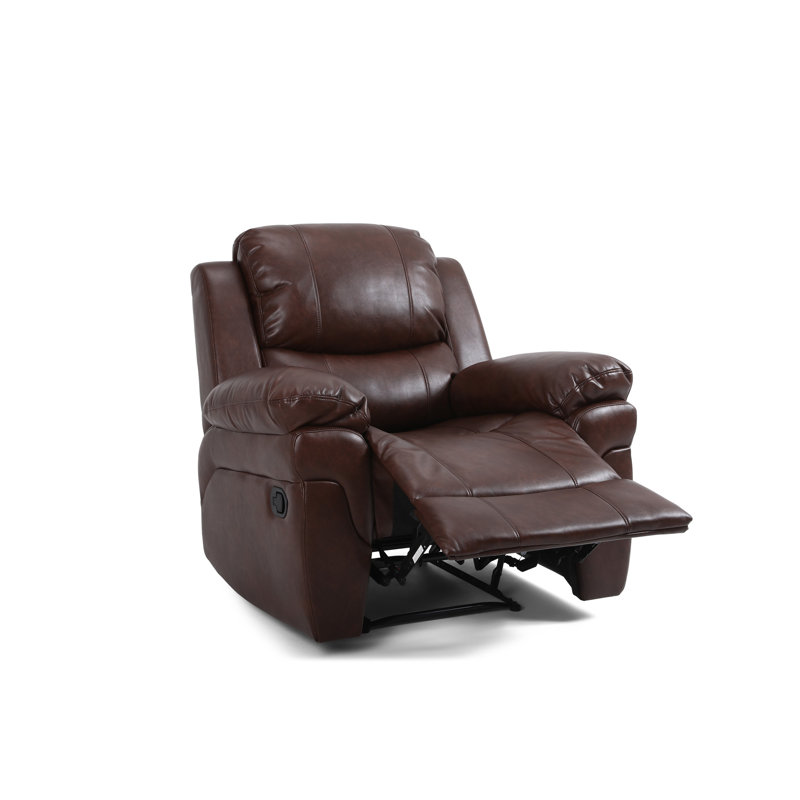 Kaneb 97cm Wide Faux Leather Standard Recliner, Brown Faux Leather