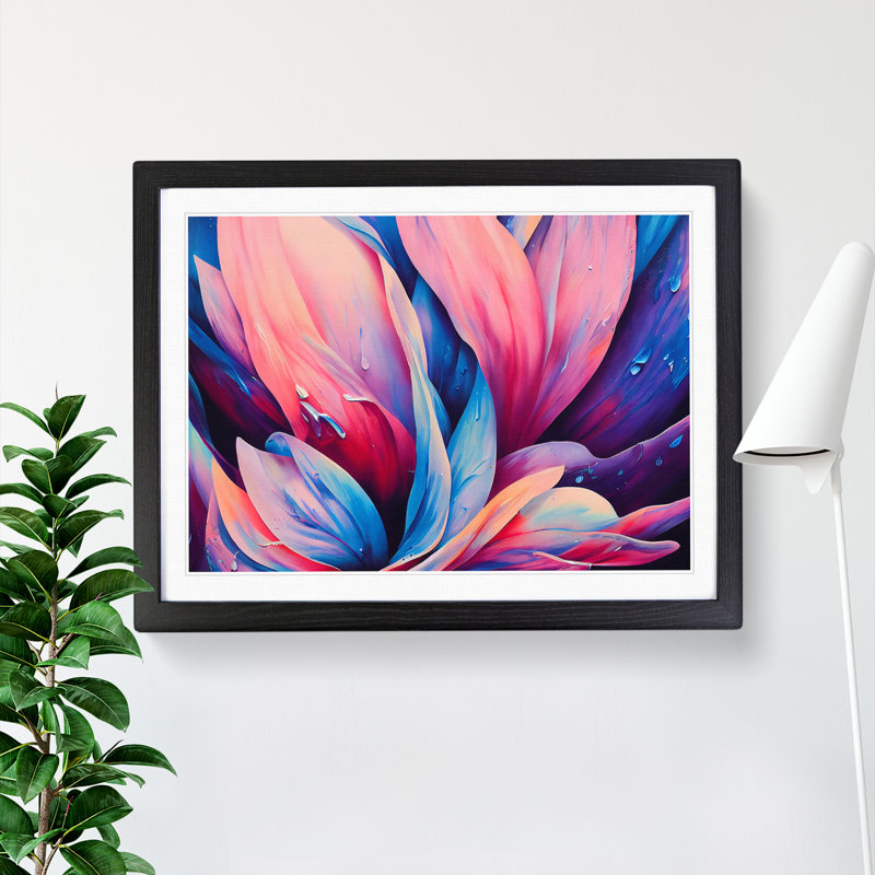 Colourful Flowers Vol.7 Abstract - Single Picture Frame Print, Black Framed, 46cm H x 64cm W x 2cm D