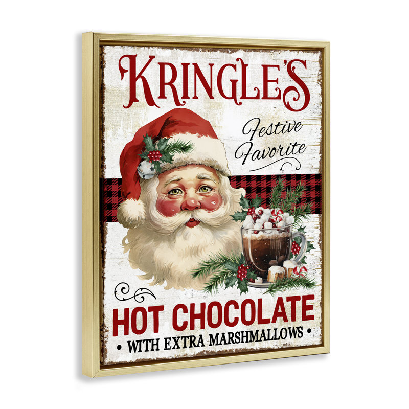 Art mural sur toile Kringle's Hot Chocolate par Creatif Belle, H 31 po x l 25 po, Cadre flottant métallique doré
