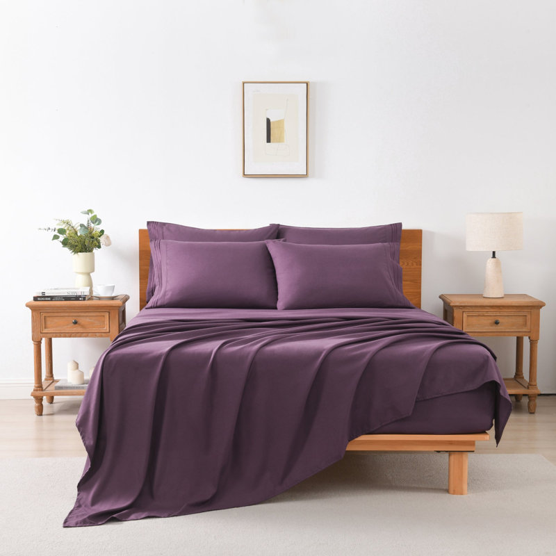 Ensemble de draps 4/6 pièces, Double, Mauve