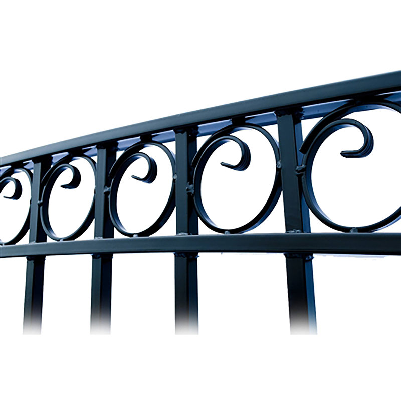 Paris Style Black Steel Dual Swing Driveway Gate with Automated Opener Kit