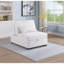Chaise de lit moderne à 1 place en tissu doux et coulissant sans accoudoirs blanc