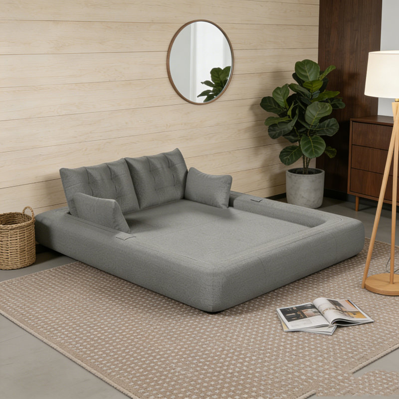 78.7" Multi-Functional Foldable Sofa Bed, Grey
