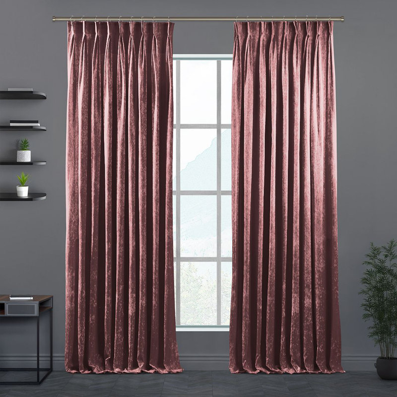 Velvet Semi-shee Single Curtain Panel, 190cm Width x 265cm Drop, Sangria