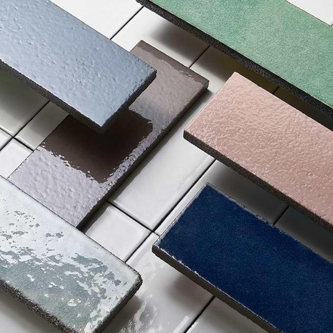 Color One Blend 2x8 Cement and Lava Stone Tiles, Pink