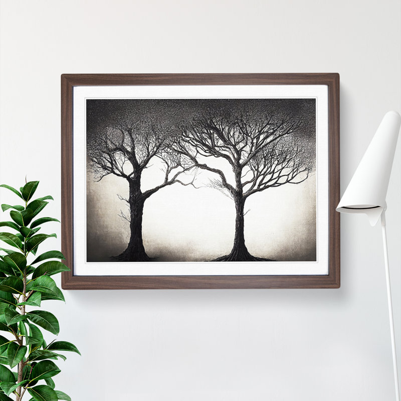 Eye Catching Trees - Single Picture Frame Painting, 46cm H x 64cm W x 2cm D, Walnut