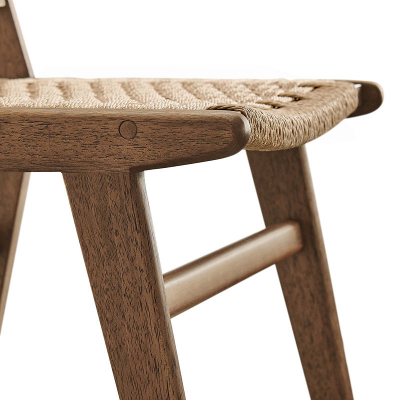 Saoirse Woven Rope Wood Dining Side Chair, Walnut, Natural