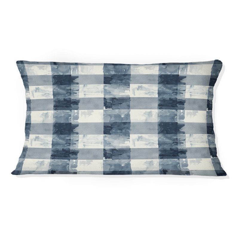 Vichy bleu et blanc - coussin lombaire moderne