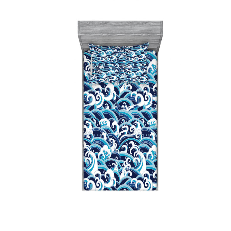 Ensemble de literie Eastern Waves of Water, Ensemble de draps pour lit simple TG avec drap-hou