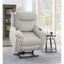Fauteuil inclinable électrique en microfibre beige polie avec fonction de levage, chauffage et massage