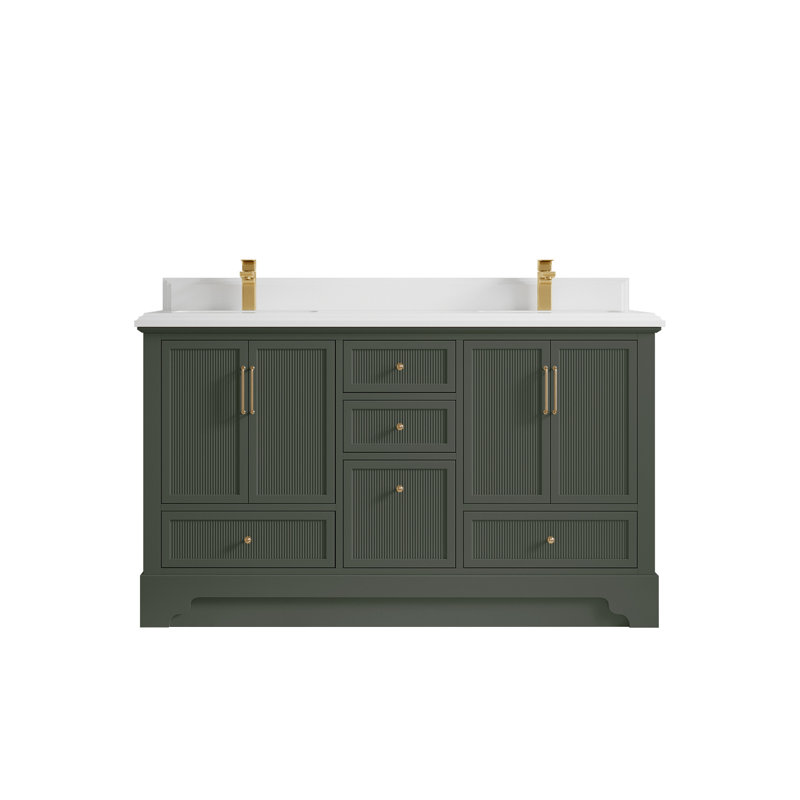 Alys 60'' Free Standing Double Bathroom Vanity with Quartz Top (Pulls Option)