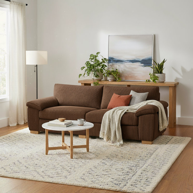 2 Seater Corduroy Sofa, Brown
