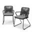 Chaises de salle à manger d'extérieur Moritz (ensemble de 2) - Corde tissée à la main, accoudoirs, coussins hydrofuges, entièrement assemblé