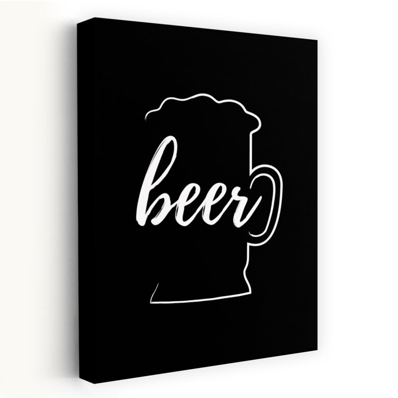 Calligraphie minimaliste moderne représentant une chope de bière, H 48 po x l 32 po