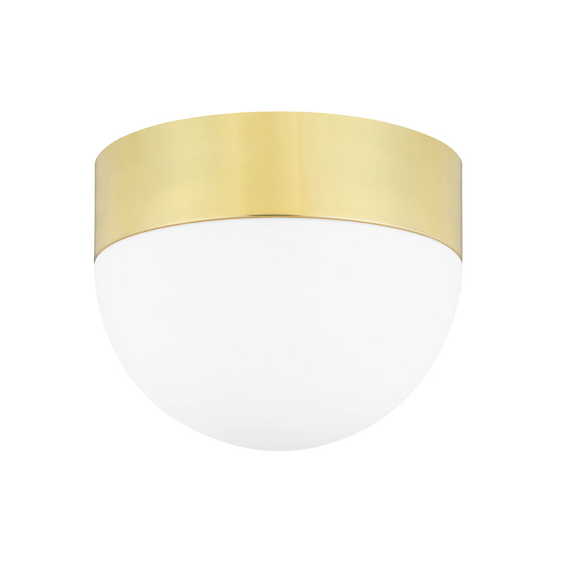 Aged Brass and Opal Matte Glass Globe Flush Mount