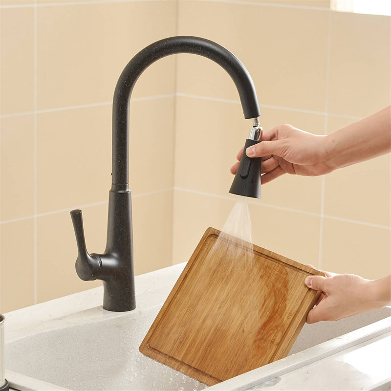 Robinet de cuisine à poignée simple tactile, Noir mat