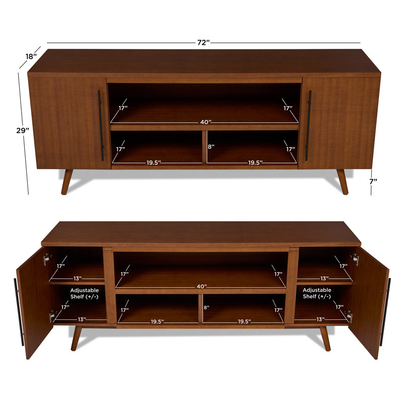 Morris 72 inch TV Stand in Black by Real Flame for TV's up to 70 inches, Dark Brown Wood