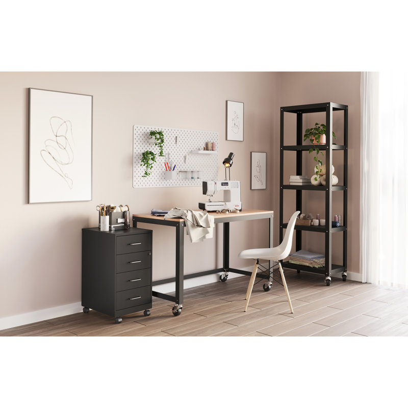Bottorff 14.25'' Wide 4 -Drawer Mobile Steel File Cabinet, Black
