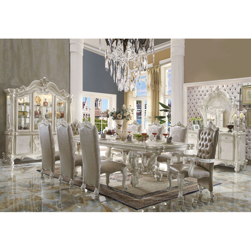 Bedsworth 8 - Person Extendable Solid Wood Top Trestle Dining Set, Bone White