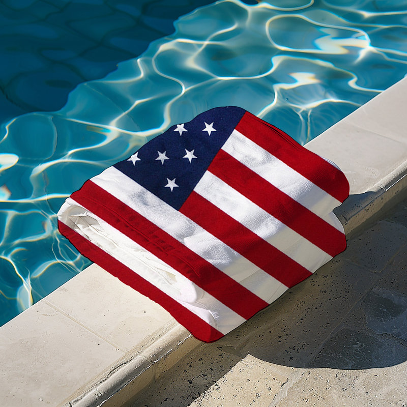 Berryhill American Flag Beach Towel | 100% Cotton Patriotic Stars and Stripes 30"x60"