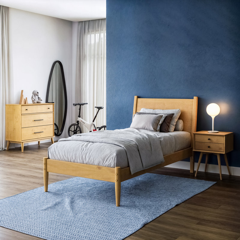 Lit plateforme Ashlie, Chêne miel, Lit simple