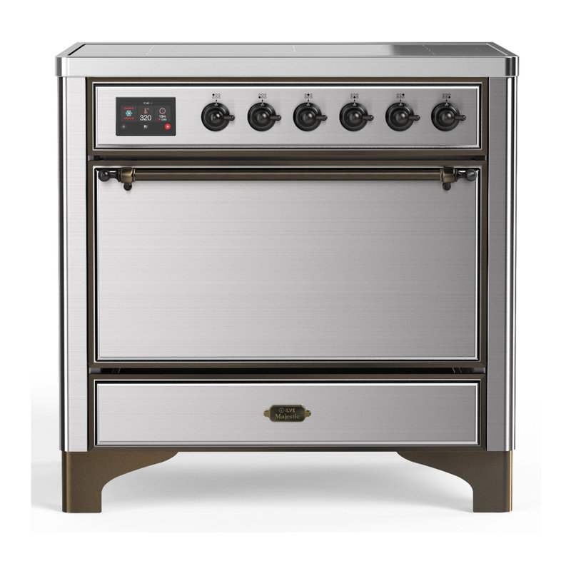 Cuisinière à induction 36 pouces avec 6 éléments à induction en acier inoxydable (garniture brunie) Majestic III Series