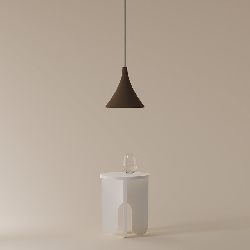 Gota Pendant Light, Walnut, Black, 20" H x 9.84" W x 9.84" D