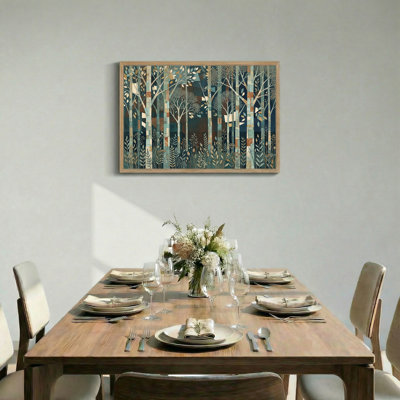 Art mural sur toile bleu et brun