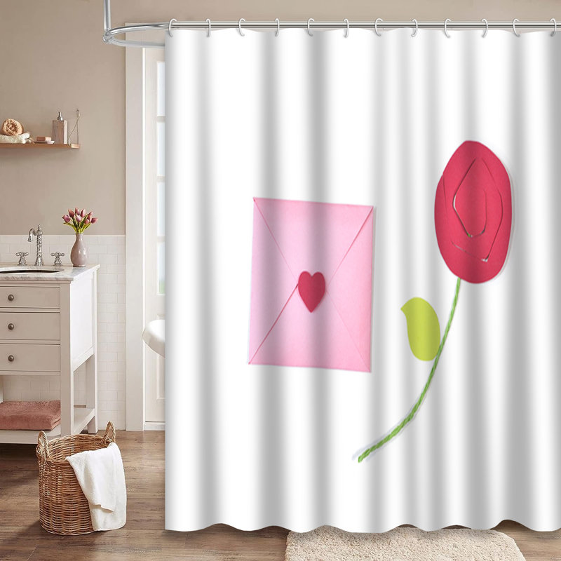 Rideau de douche avec 12 crochets Love Love, L 72 po x l 72 po