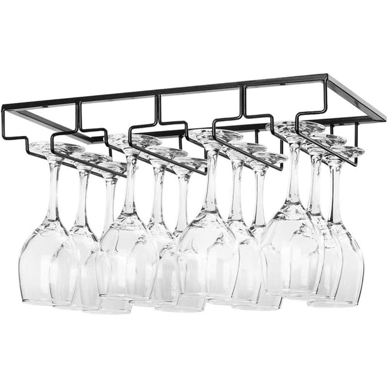 Porte-verres à vin noir 15,8 po x 9 po à 4 rangées