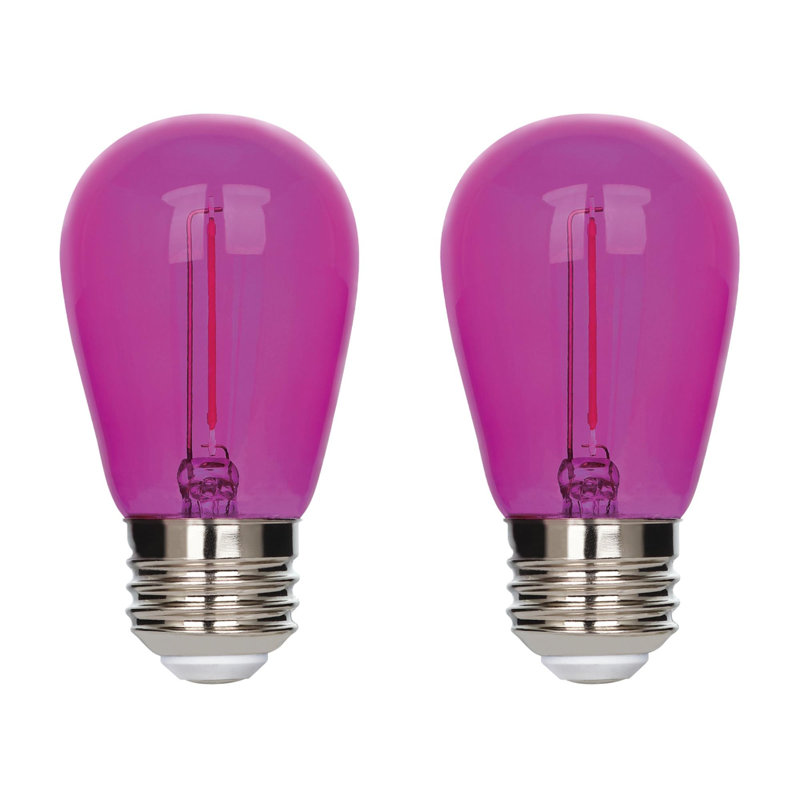 Ampoules DEL à filament omnidirectionnel rose S14, 2 W (équivalent 40 W), culot moyen (E26), lot de 2, Pink, Pack of 2
