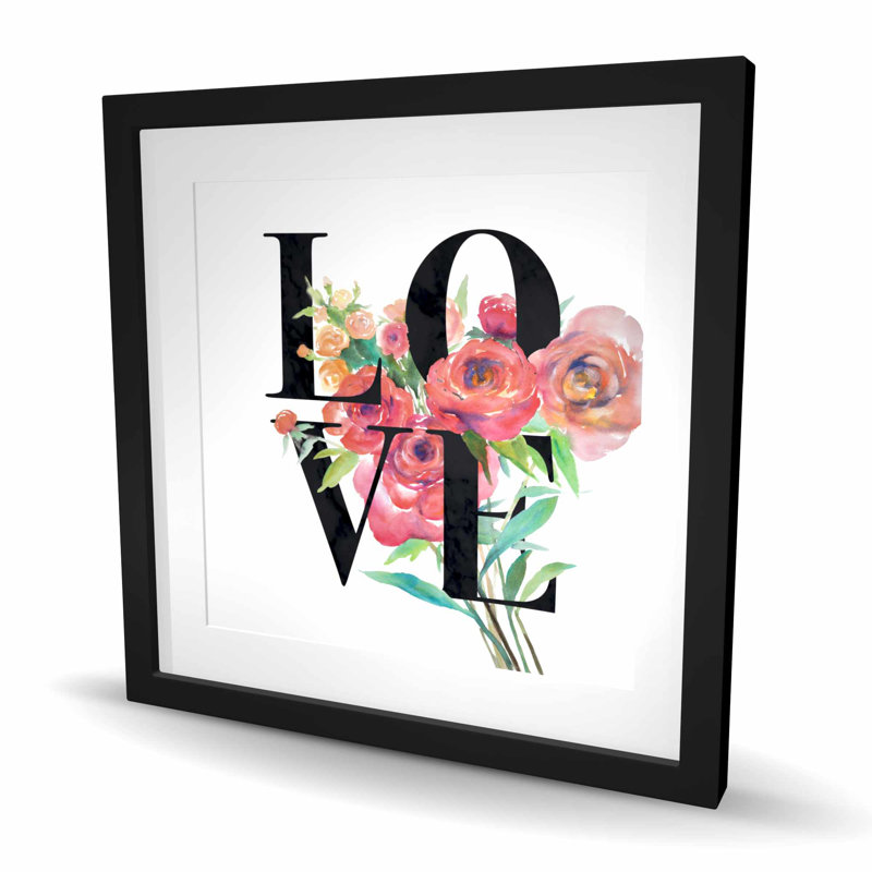 «Love» noir - imprimé mat pour chambre à coucher, H 24 po x l 24 po, Noir