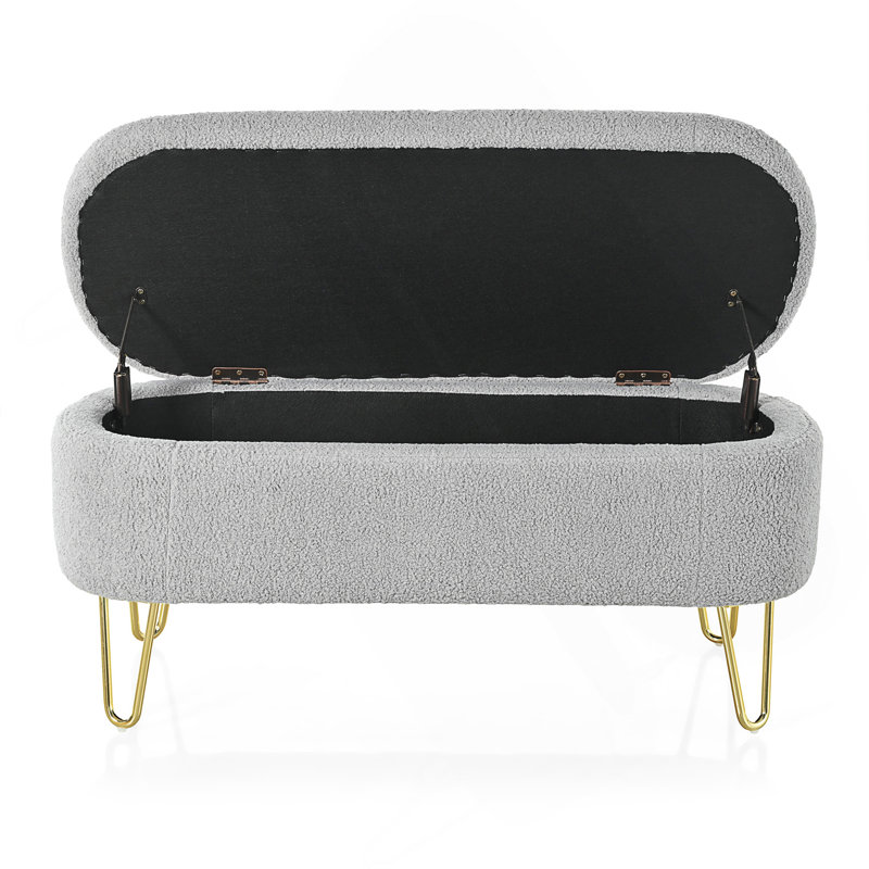 Banc de rangement ovale Lataif, Gris