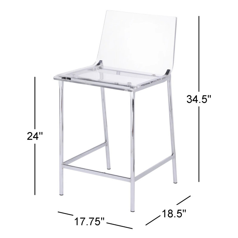 Tabouret de comptoir 24 po Basak, Chrome chrome