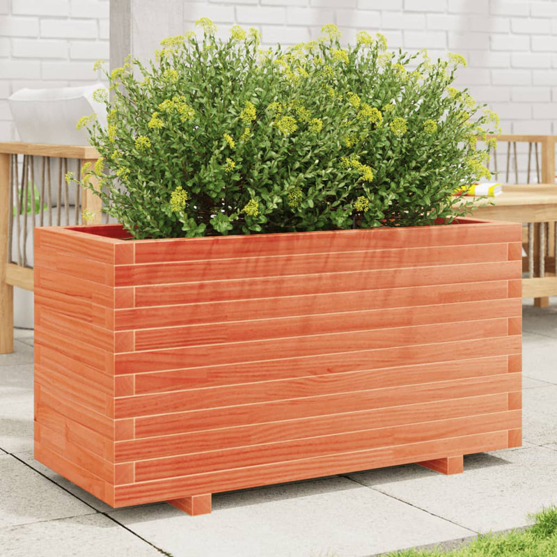 8 Wood Planter, Wax brown, 49.5cm H x 90cm W x 40cm D