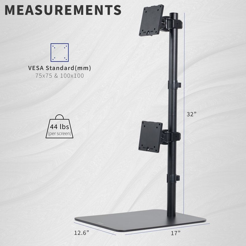 Support de bureau Vivo Dual Ultrawide, support pour 2 écrans d'ordinateur jusqu'à 49 "