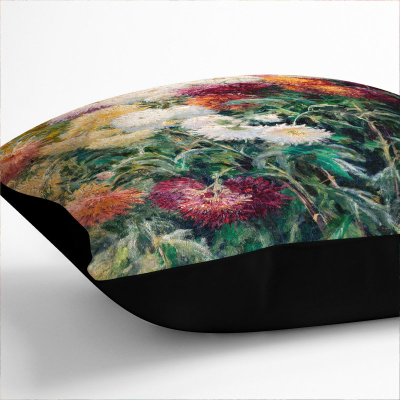 Chrysanthemums Scatter Cushion, Black, 40cm H x 40cm W x 15cm D