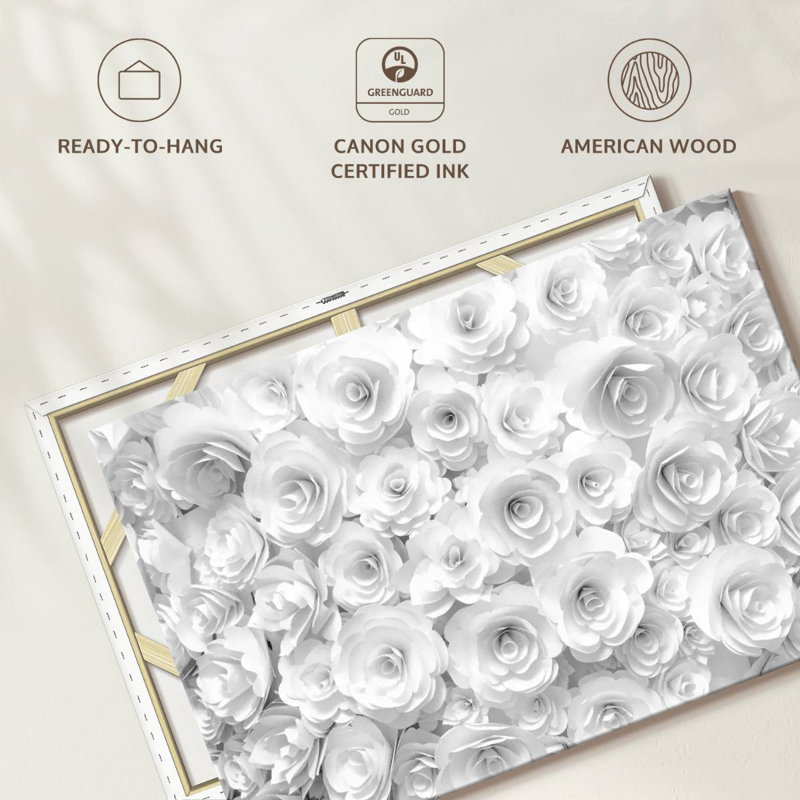 Impression sur toile White Roses, H 32 po x l 48 po x P 1,25 po
