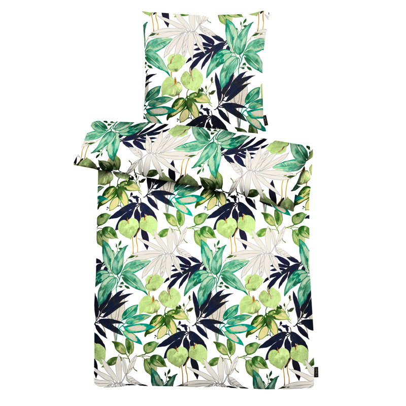 Kinyata Satin Duvet Cover Set, Green, 135cm x 200cm