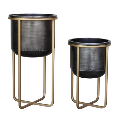 Fidler UV Resistant Metal 2-Piece Planter Set