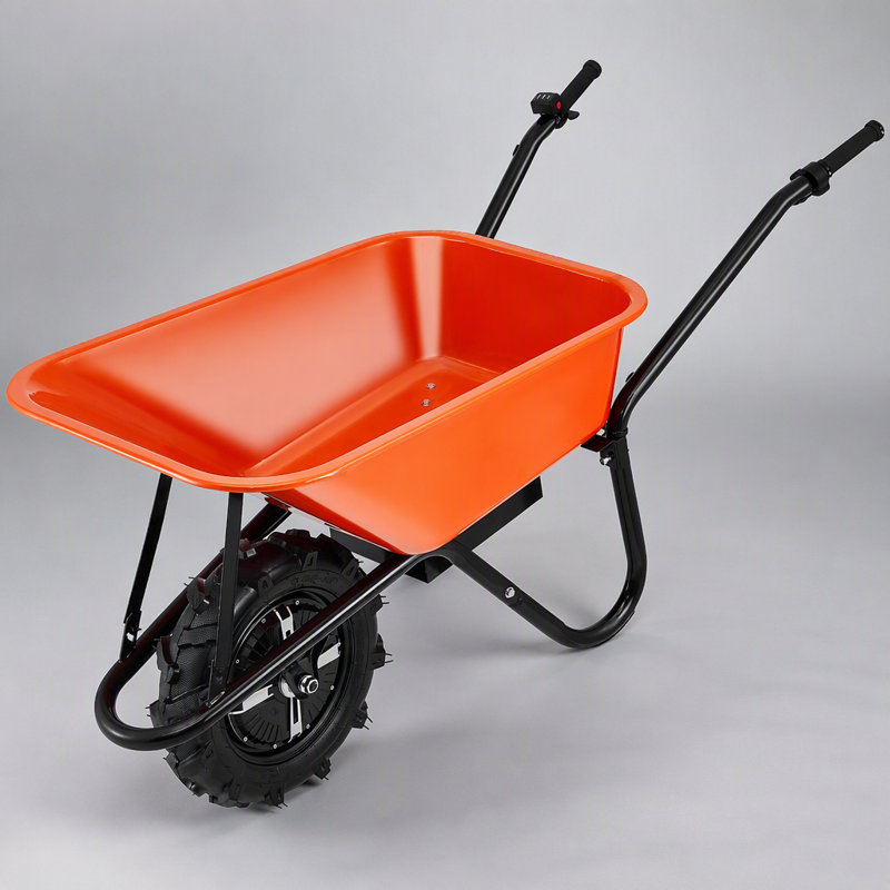 Chariot de brouette électrique, chariot utilitaire de 500 W avec 4 Pi. Capacité de charge et capacité de 330 lb, poignée en métal et roues de 16 po pour pelouse et ferme