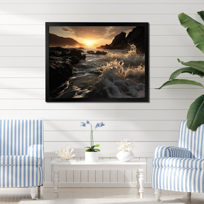 «Beach Photo Sunlit Waves XIII» - Art mural sur toile nautique et plage