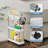 15" Wide 3-Tier Slim Rolling Cart White Plastic Utility Organizer Locking Wheels 9 Hooks & Mesh Baskets​​-117789648