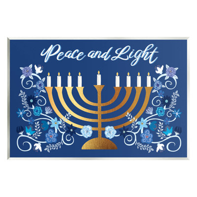 " Peace & Light Floral Hanukkah Menorah " by Darlene Seale
